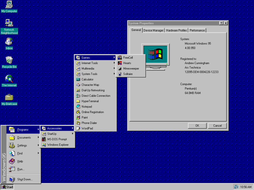 Windows Start Menue Windows 95