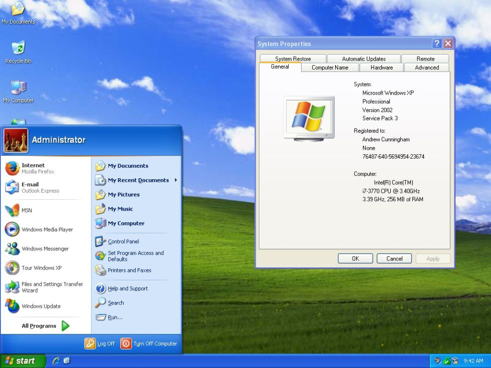 Windows Start Menue Windows XP