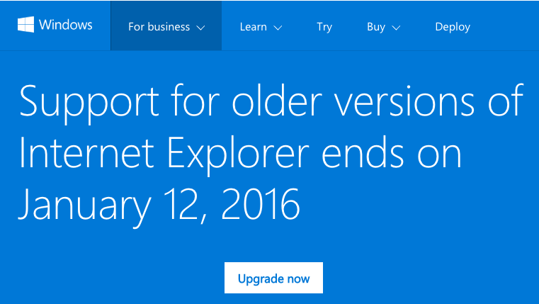 IE8 no longer supported
