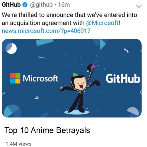 图2：不满微软收购GitHub 网友纷纷晒出表情包