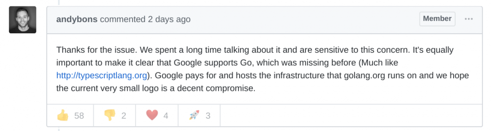 图1：Golang 到底姓什么？开发者想移除谷歌 logo