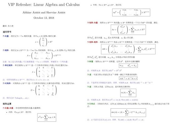 图5：吴恩达的 CS229，有人把它浓缩成 6 张中文速查表