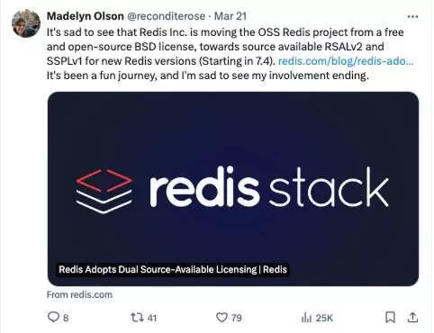 图0: redis redict 开源开源 Redis 的生命将就此终结?Redis 之父回应分叉浪潮:未来谁能领先,各凭本事!