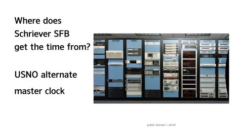 racks of time-keeping equipment with smart blue blanking panels