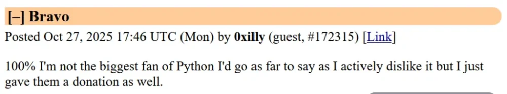图1:拒绝反DEI联邦拨款后,Python软件基金会迎来捐赠热潮 图1:拒绝反DEI联邦拨款后,Python软件基金会迎来捐赠热潮