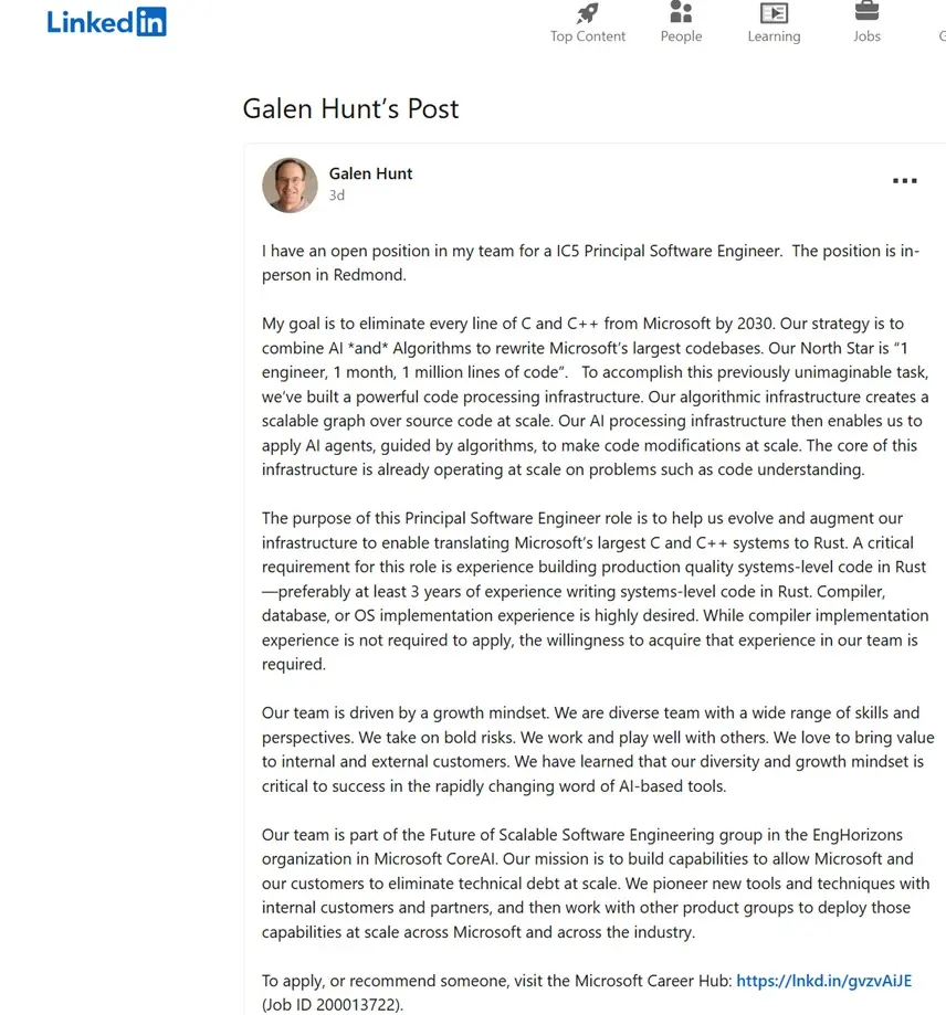 图0:微软否认使用人工智能用Rust语言重写Windows 11 图0:微软否认使用人工智能用Rust语言重写Windows 11